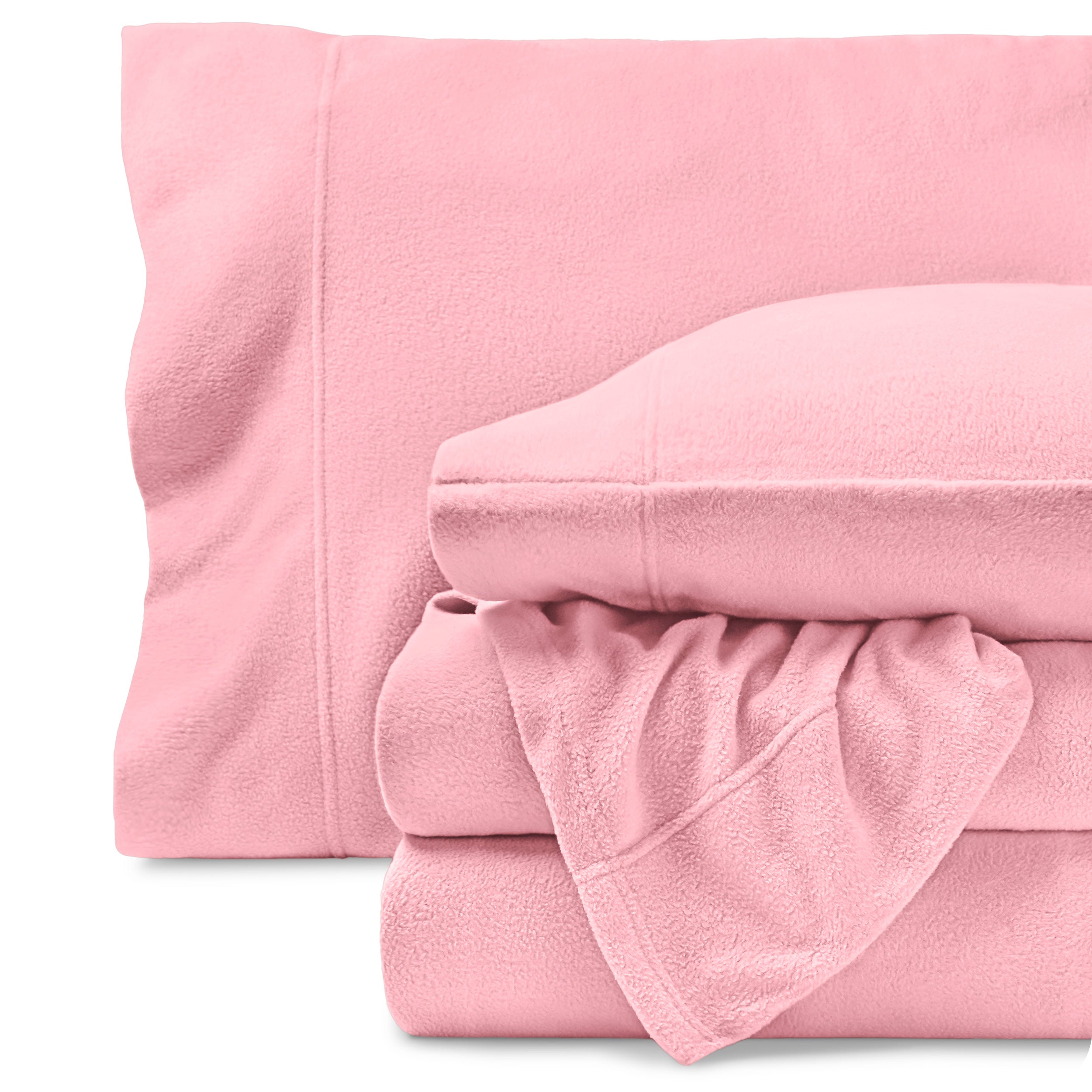 Polar fleece sheet set on a white background