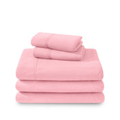 Polar fleece sheet set folded and stacked