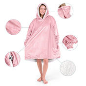 Close up of the features on a wearable blanket
