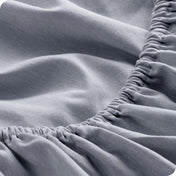 Close-up of fitted sheet with elastic edge