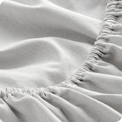 Close-up of fitted sheet with elastic edge