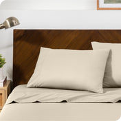 Close up of pillowcases on a bed
