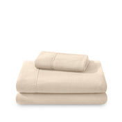 Polar fleece sheet set folded and stacked