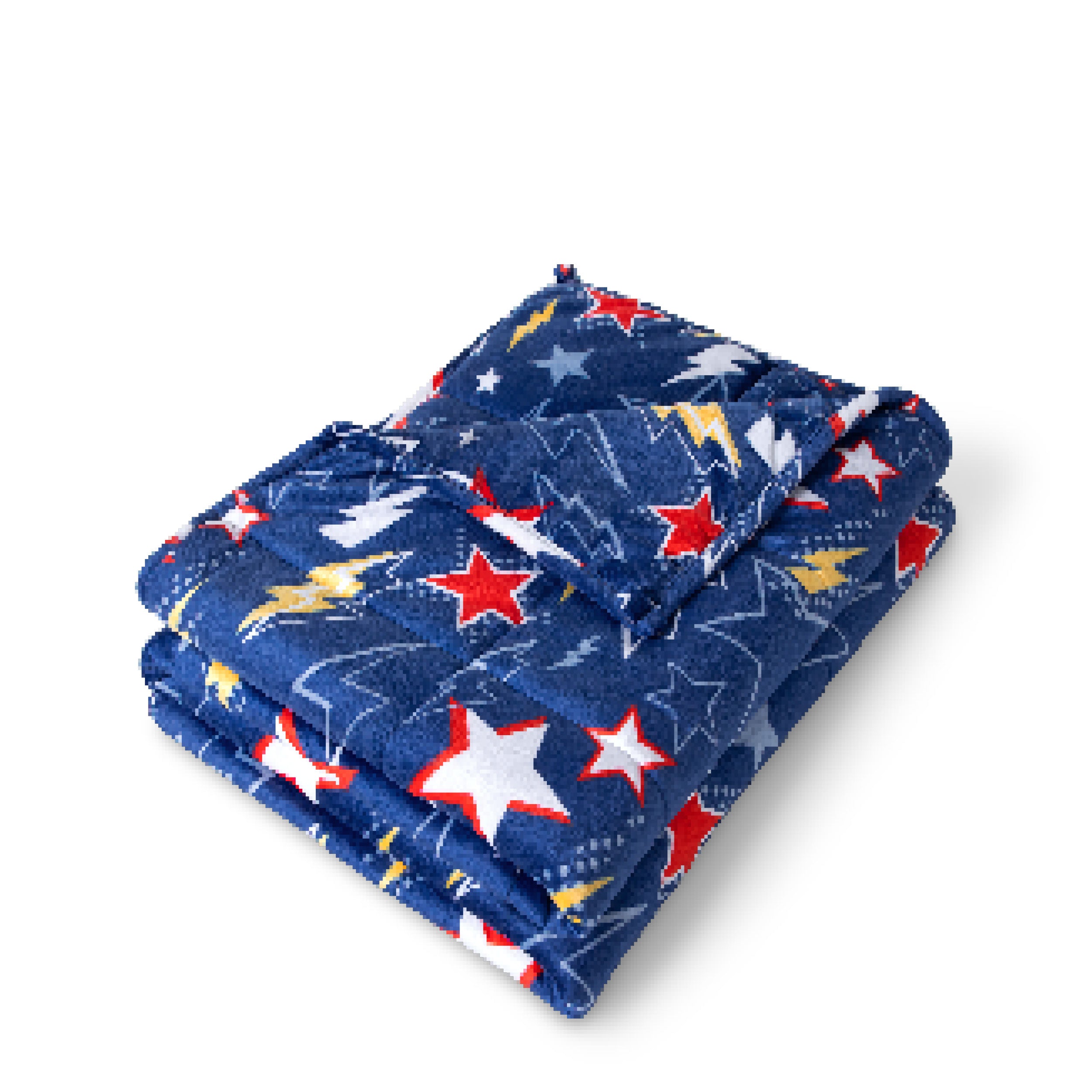 A minky weighted blanket folded neatly on a white background.