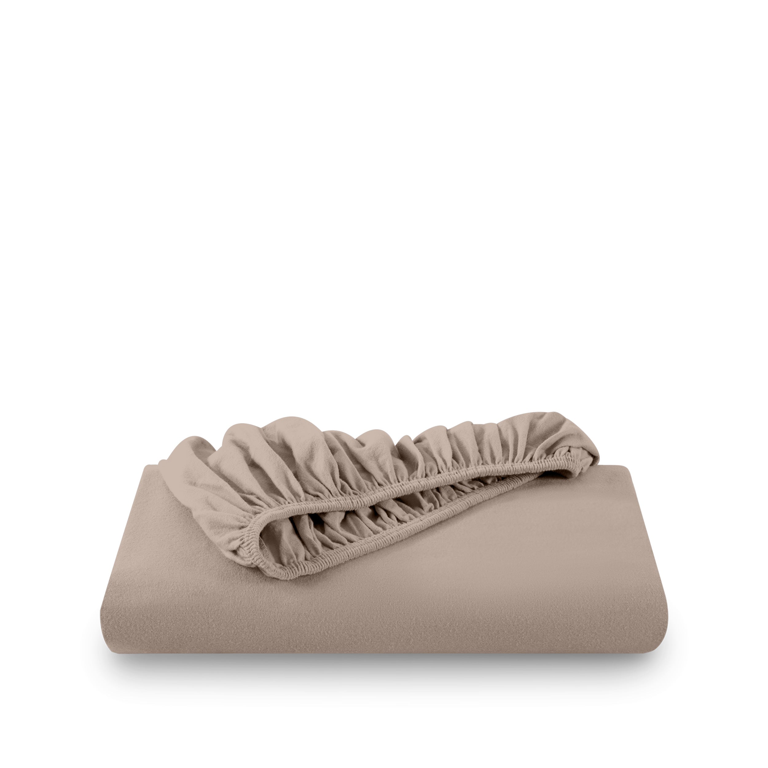 Taupe fitted sheet on white background