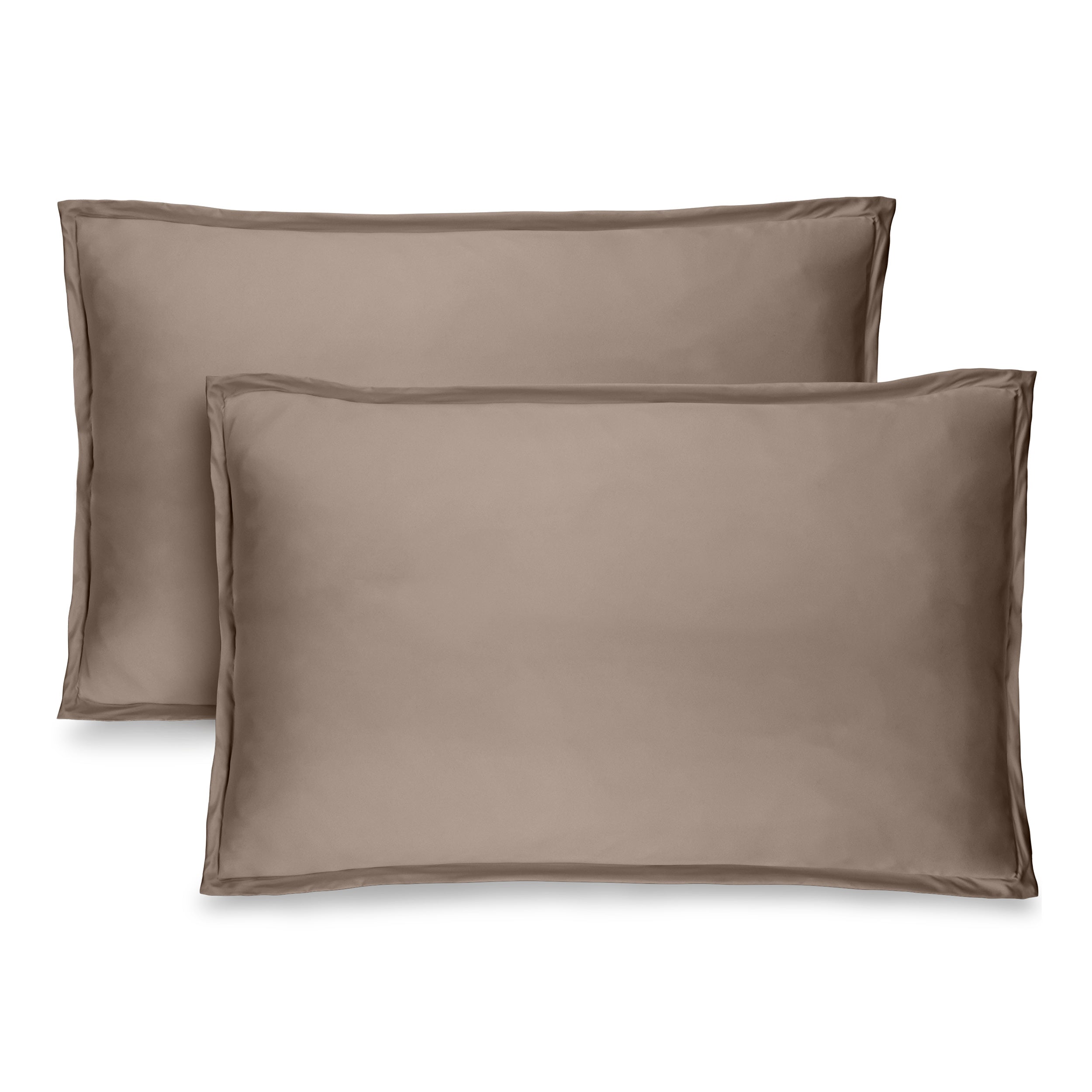Two microfiber pillow shams on a white background