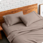 Matching sheets and pillowcases on a bed