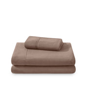Polar fleece sheet set folded and stacked