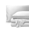 A bamboo sheet set folded on a white background.