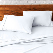 Close up of pillowcases on a bed
