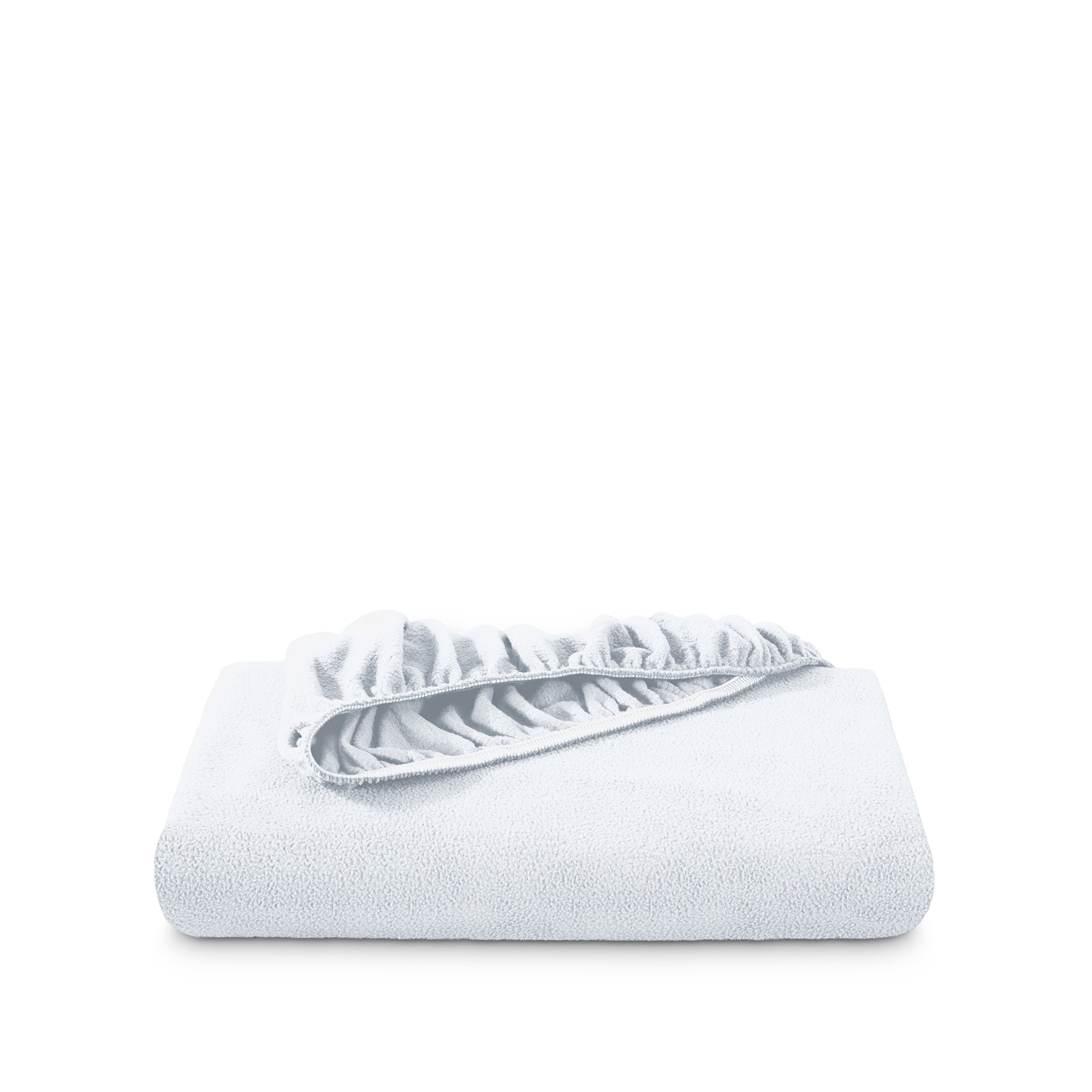 A polar fleece fitted sheet folded