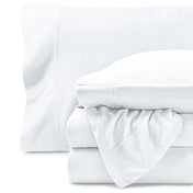Polar fleece sheet set on a white background