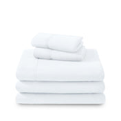 Polar fleece sheet set folded and stacked