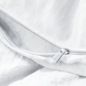 Close up of a duvet cover zipper closure