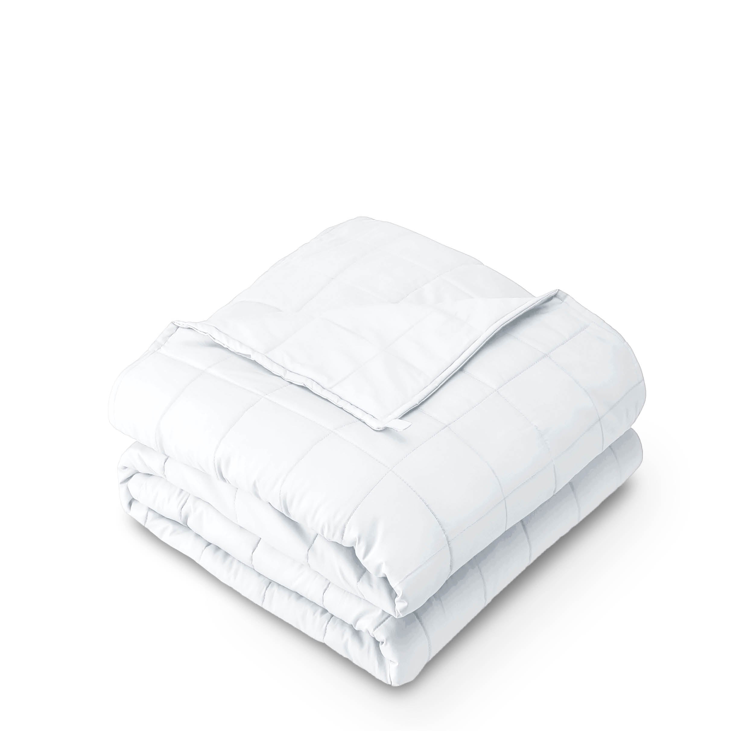 Weighted blanket folded on a white background