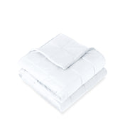 A folded minky weighted blanket with a white background
