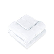Weighted blanket folded on a white background