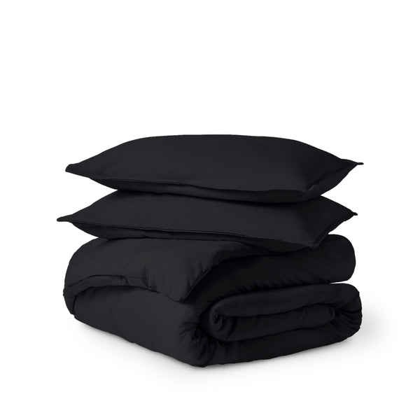 Solid color duvet set folded and stacked