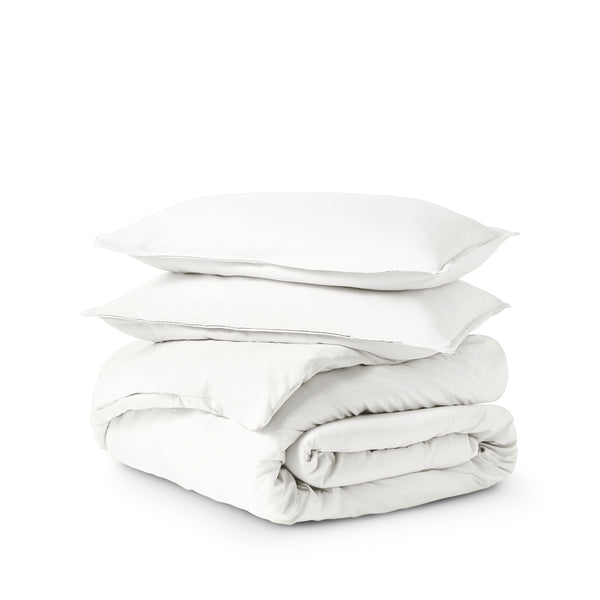 Solid color duvet set folded and stacked
