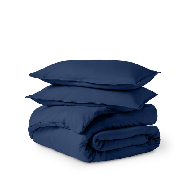 Solid color duvet set folded and stacked