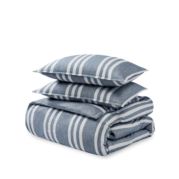 Heathered duvet cover folded and stacked