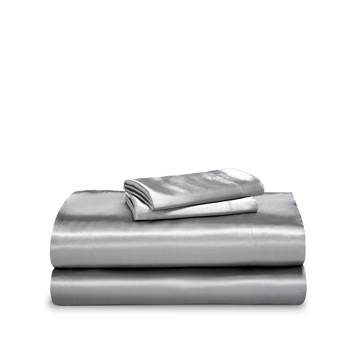 Satin sheet set folded and stacked neatly