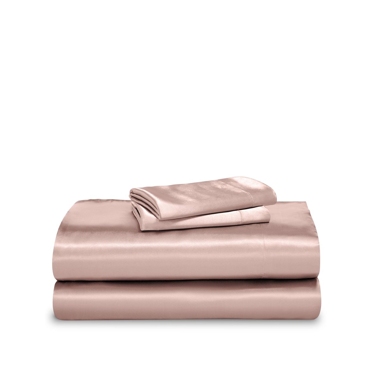 Satin sheet set folded and stacked neatly
