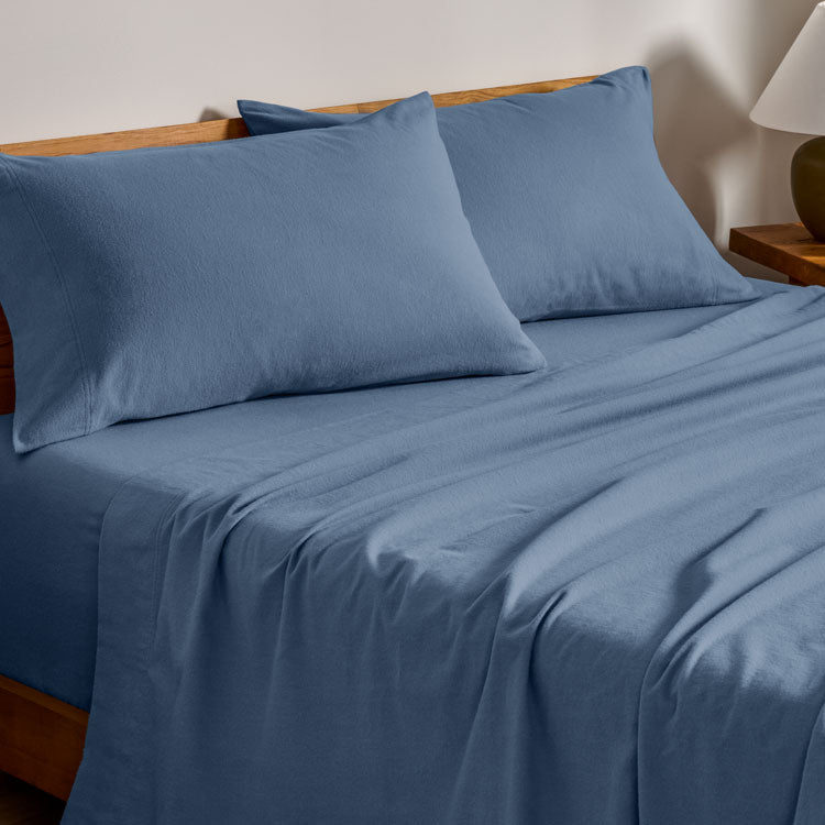 Blue Sheets Closeup on bed