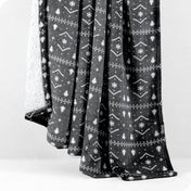 Winter Alpine Print Grey White Sherpa Blanket hanging