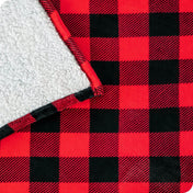 Close up of buffalo plaid red print