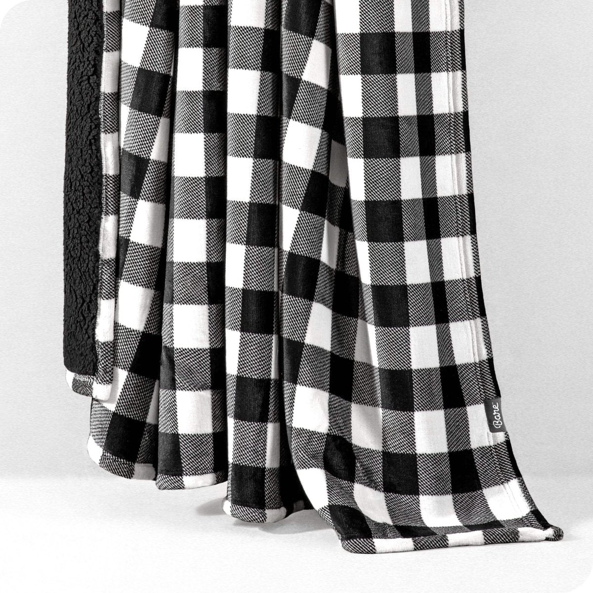 Buffalo Plaid White Black Sherpa Blanket