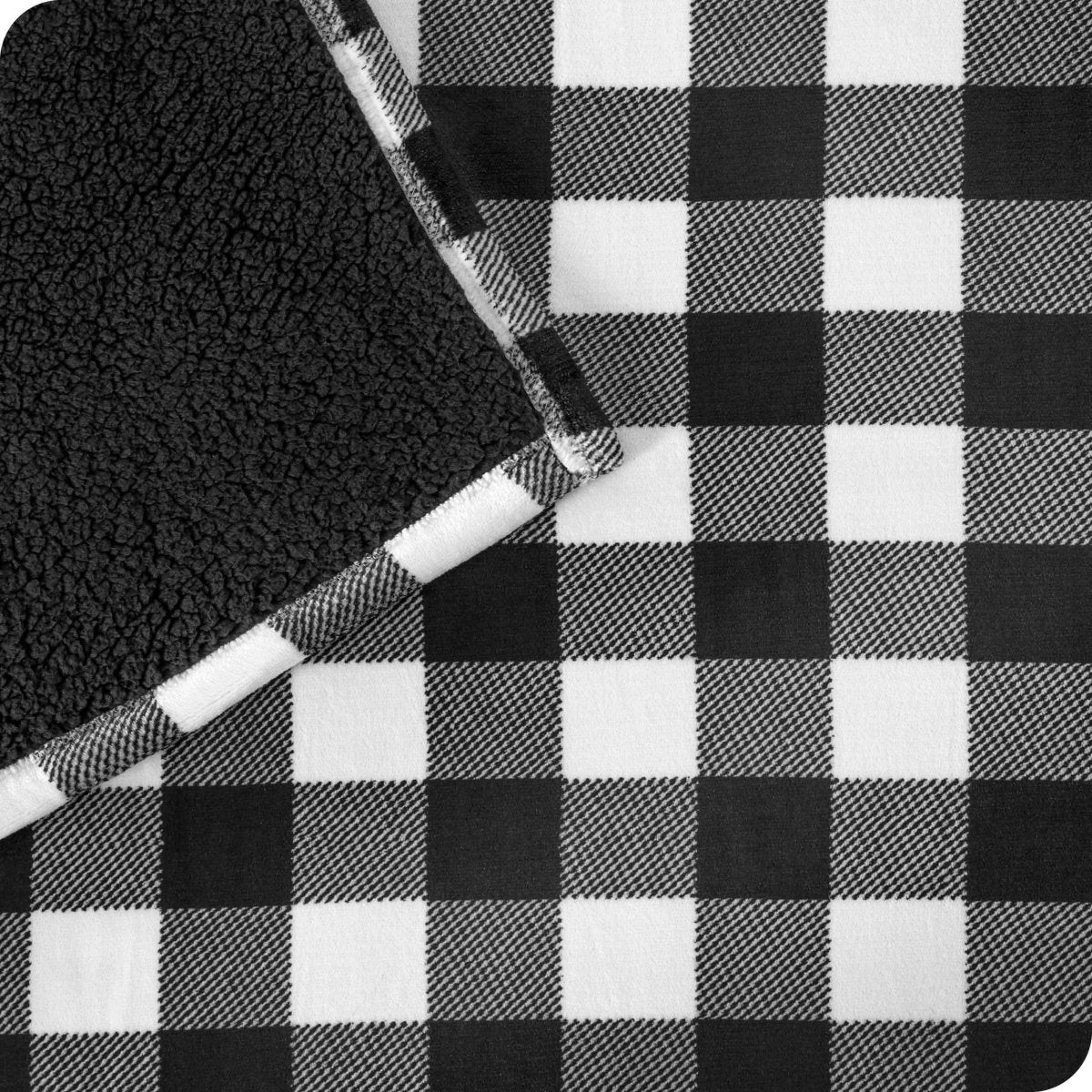 Buffalo Plaid White Black Sherpa Blanket