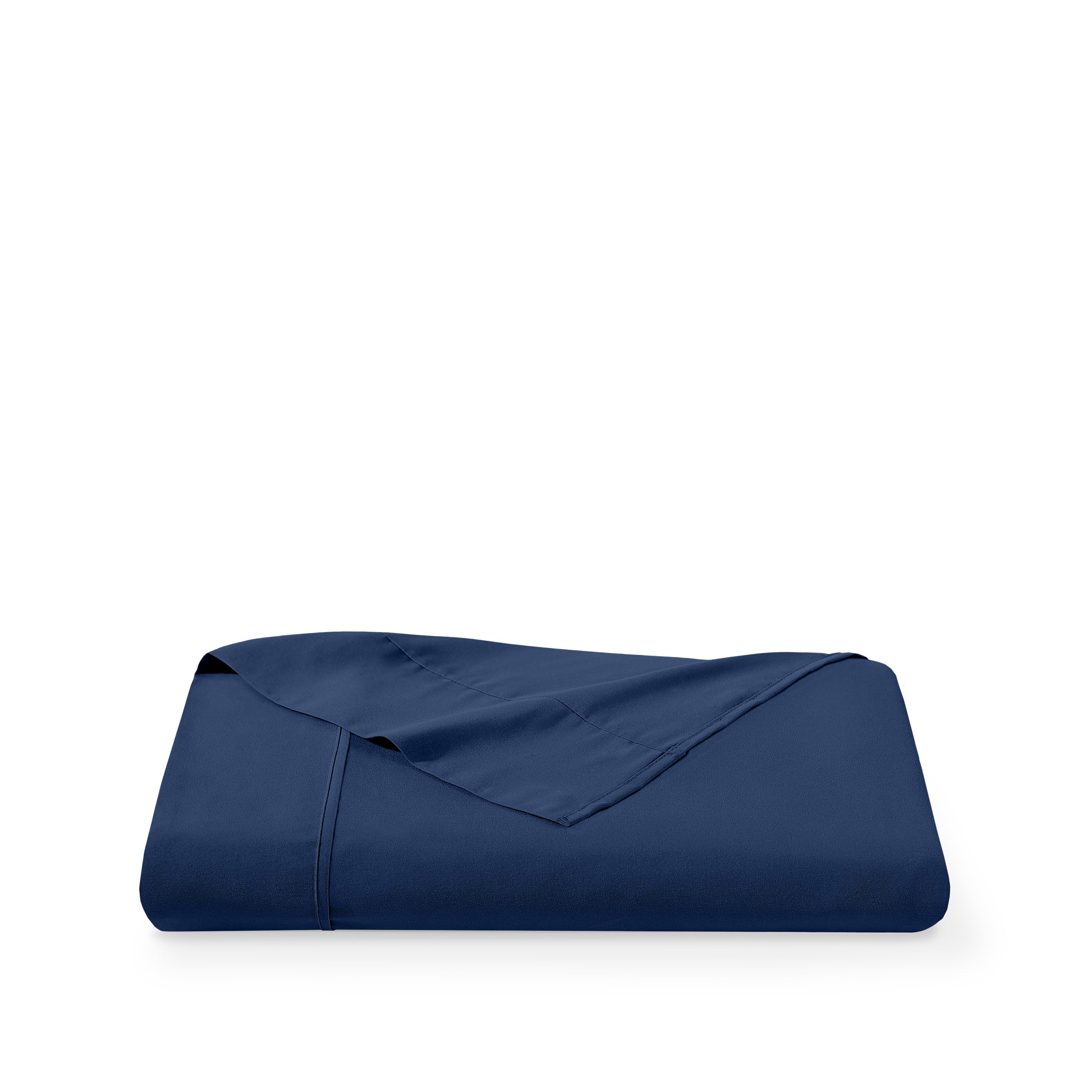 Dark blue microfiber flat sheet folded