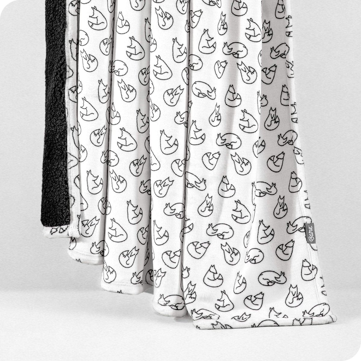 Feelin' Foxy White Black Fox Sherpa Blanket
