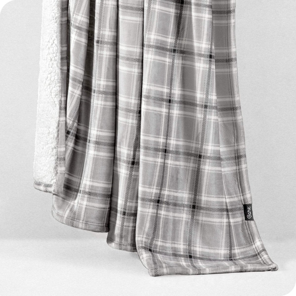 Tartan Plaid Grey Sherpa Blanket