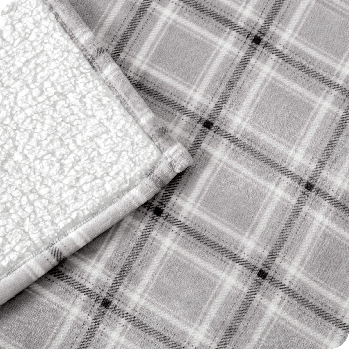 Tartan Plaid Grey Sherpa Blanket