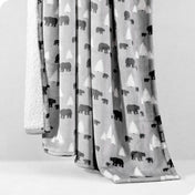 Kodiak Bears Trees Grey Black Sherpa Blanket