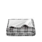 Plaid Grey White Sherpa Blanket