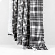Plaid Grey White Sherpa Blanket