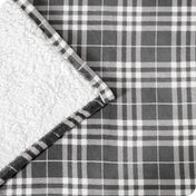 Plaid Grey White Sherpa Blanket
