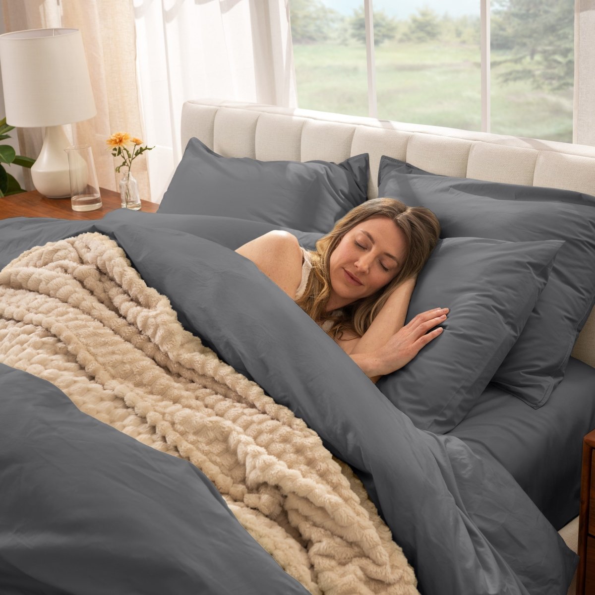 Better Homes & Gardens King Flannel Pillowcase Set – Grey, 300 Thread Count, 2 Count, India Made