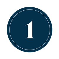 Navy blue circle with the number '1' in white