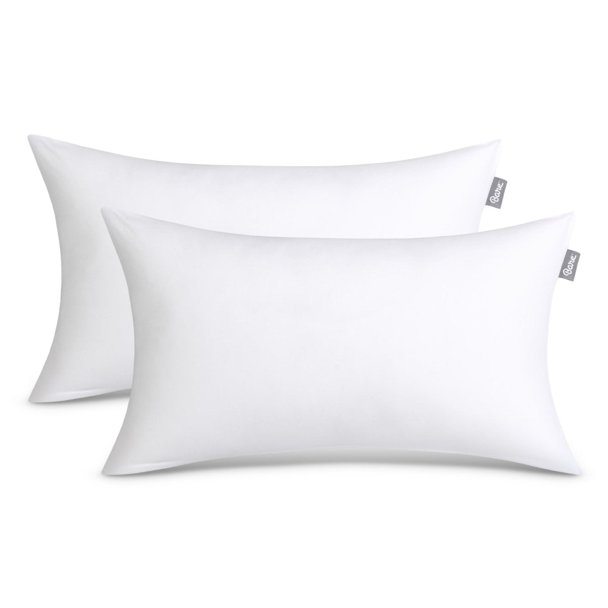2 white pillow inserts on a white background