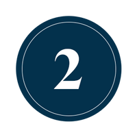Navy blue circle with the number '2' in white
