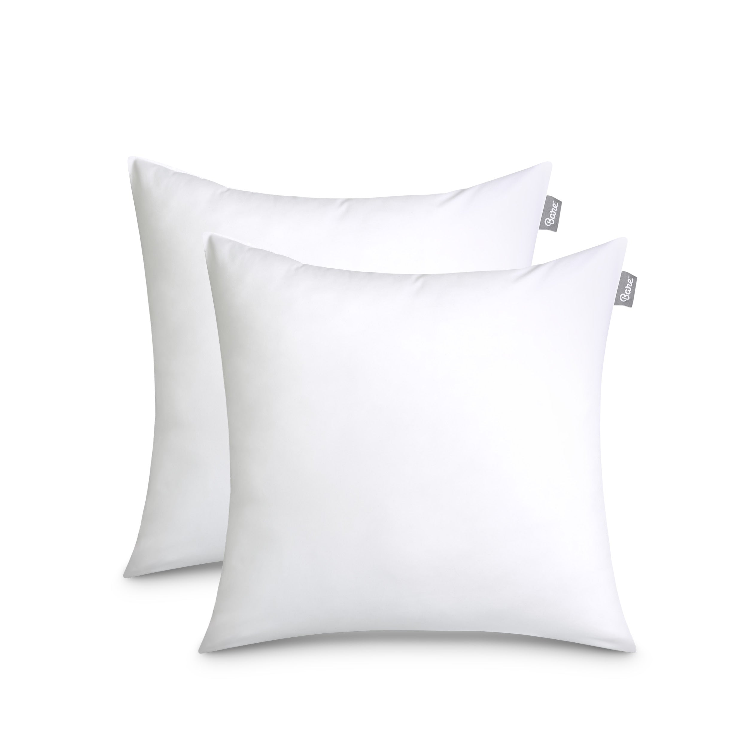2 white pillow inserts on a white background