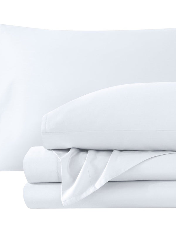 Sateen sheet set folded and stacked neatly