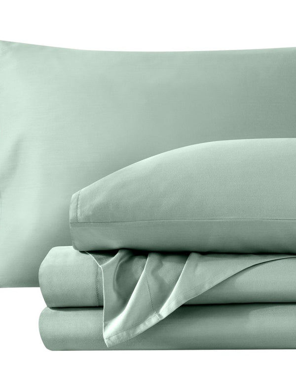 Sateen sheet set folded and stacked neatly