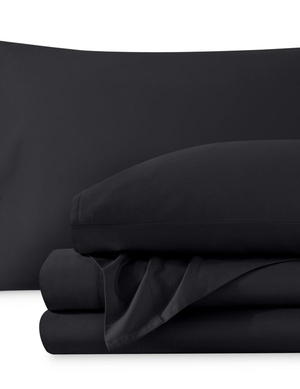 Sateen sheet set folded and stacked neatly