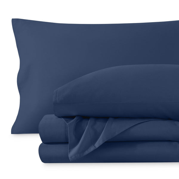 Sateen sheet set folded and stacked neatly