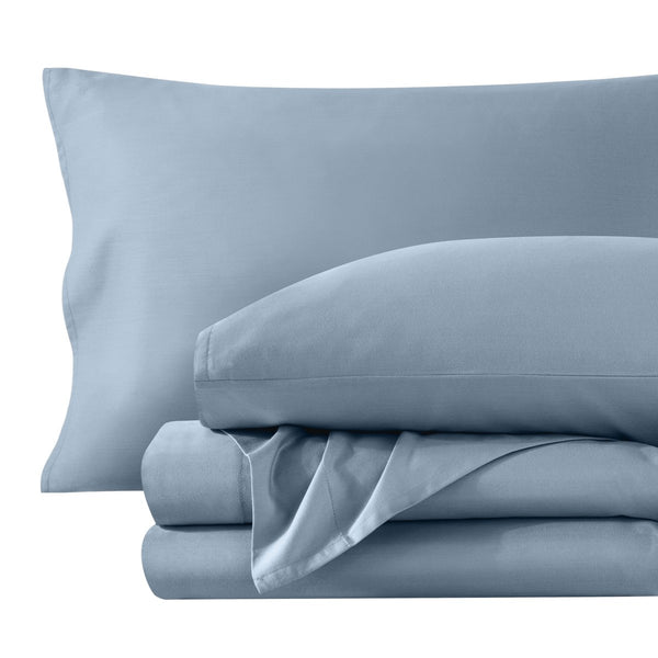 Sateen sheet set folded and stacked neatly